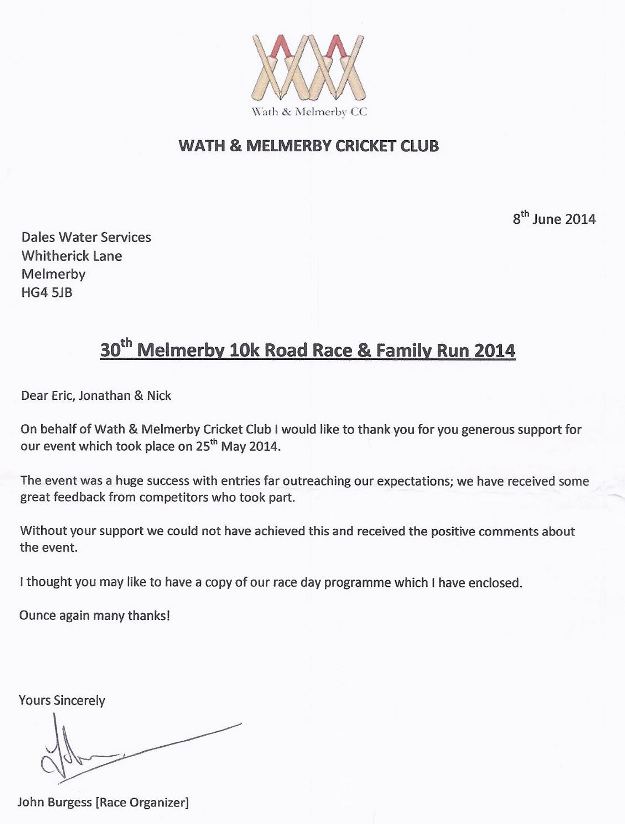 Melmerby Run Letter